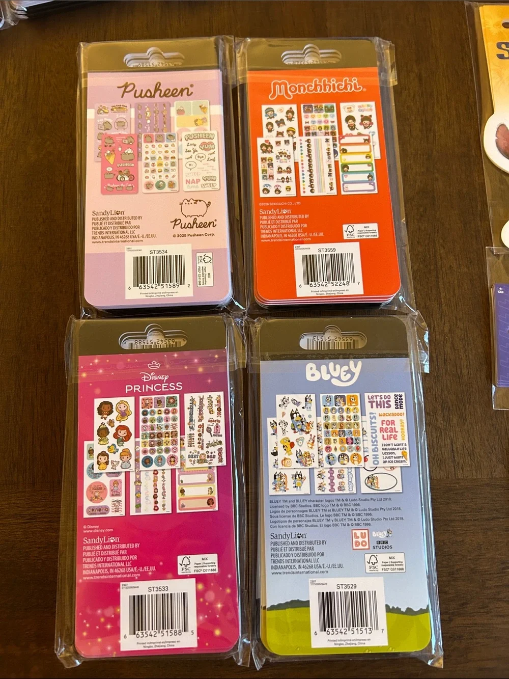 4 packages of 6 pack sets of stickers sealed